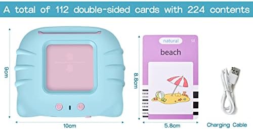 Talking Flash Cards, Speech Therapy Toys 2-6 Years, Electronic Learning Education Toys for Toddler - 112 Sheets, Blue