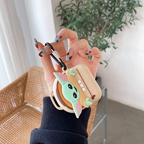 Oinbxw Case For Airpods 3 3Rd Generation, 3D Cute And Interesting Baby Yoda Character Skin Soft Silicone Protective Cover, With Keychain Accessory Set, Suitable For Boys And Girls (Cream Color) #TOP6