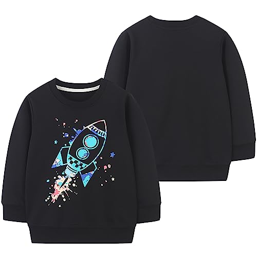 Moletom infantil meninos 2023 novo estilo tecnologia estampa de foguete pulôver gola redonda manga l