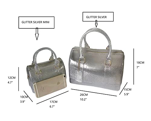 Image of Ladies Summer Jelly Pillow-shaped Top Handle Handbag Candy Color Transparent Crystal Purse