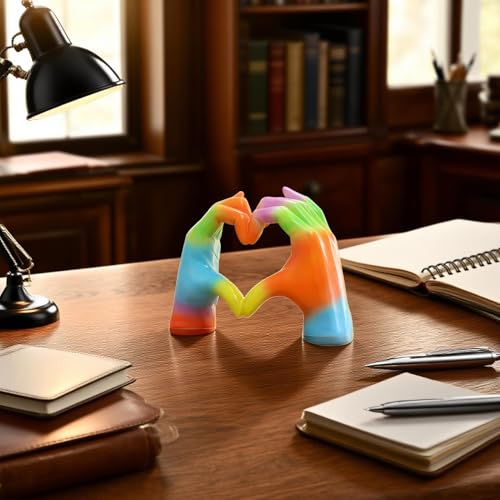 Figurine à main à collectionner Rainbow Heart finition premium