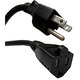 25 feet Heavy Duty Power Extension Cord, Power Extension Cable, Black, NEMA 5-15P to NEMA 5-15R, 13 Amp Power Cable, 16 AWG, CableWholesale