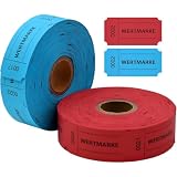 Zuuyye 1000 gettoni di Valore in Rotoli, Rotolo di buoni con numerazione progressiva per Bar Matrimoni Feste (Rosso, Blu)