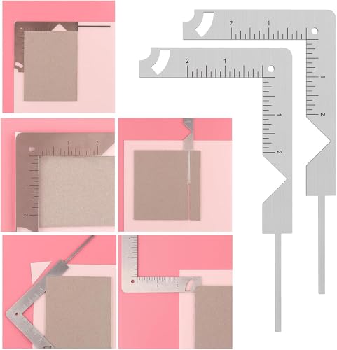 BAOFALI - 2Pcs/Set,Book Cover Guide,5-in-1 Stainless Steel Metal Bookbinding Cover Tool for Making Book Cover Creating Book or Album Covers Out of Chipboard Makes Creating Covers Out of Chipboard Simple