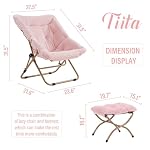 Tiita Comfy Saucer Chair, Soft Faux Fur Oversized Folding Accent Chair, Lounge Lazy Metal Frame Moon Soft for Kids Teens Adults, Bedroom, Living Room, Dorm Rooms – Bild 3