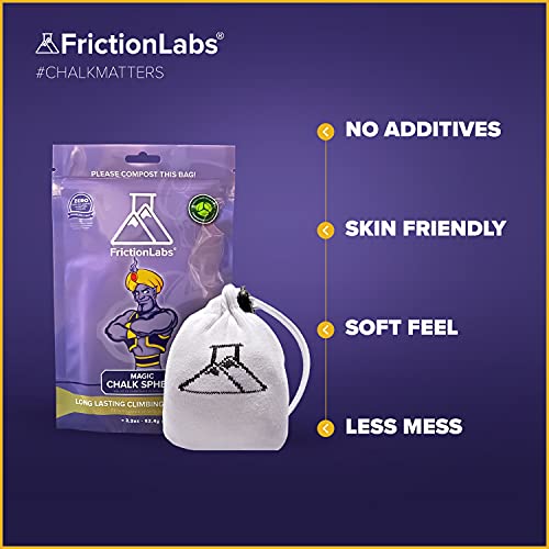 FrictionLabs Magic Chalk Ball, 2.2 oz - Premium Gym Chalk In Refillable Sock - Non Toxic - Great for Climbing, Gymnastics, Weightifting, Crossfit, Pool, Training