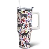 puhnhsv 40 oz Bernese Mountain Dog Tumbler with Handle, Insulated Cup Bernese Mountain Lovers Gifts