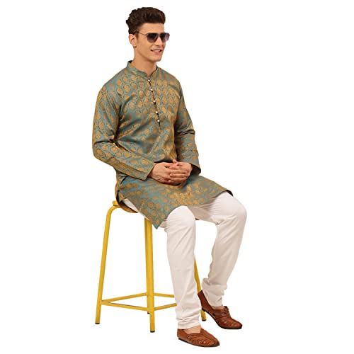 Image of Jompers Silk Blend Men's Woven Design Kurtas.