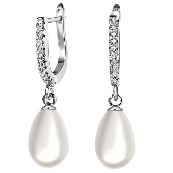 Original Fresh Water Pearl Drop Dangle Hoop Earrings Set | Pure 925 Sterling Silver | High Lustre Classic Real Pearl | Gift Item for Women Girls & Girlfriend | 6 Month Warranty-image-12