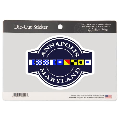 Lantern Press Large Sticker Annapolis, Maryland, Nautical Flags,