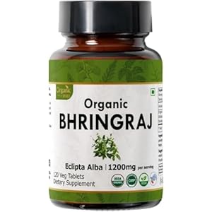 Bhringraj 120 Tablets | Eclipta Alba (Bhringraj) | USDA Organic Certified | Ayurvedic Hair Care | Organic and Natural 120tab