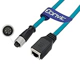 Eonvic Industrial M12 A Code 8 Pin Female to RJ45 Female Cat6 Gigabit High Flex Extension Ethernet Cable Shielded Field Wireable Assembly for Automation Application 1M
