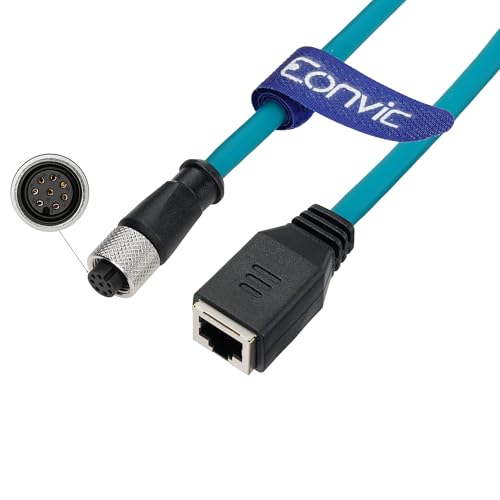 Câble M12 8 broches codage A vers RJ45 femelle Eonvic de 2m pour automate API