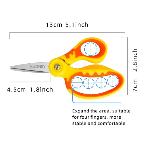 KUONIIY 5" True Left Handed Kids Scissors, 4-Pack by KUONIIY - Used condition - Image 2