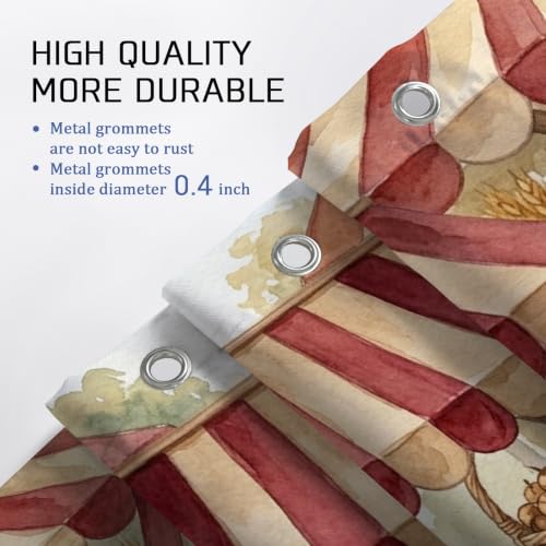 Rideau de douche extra long 183x243 cm en polyester imperméable motif citrouilles et blé