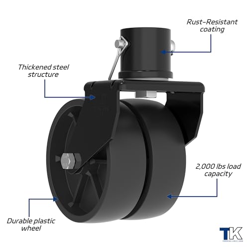 TOWKING 2000lbs Dual 6" Trailer Jack Swivel Caster, Wheel Replacement with Pin, Black by TOWKING - Image 4
