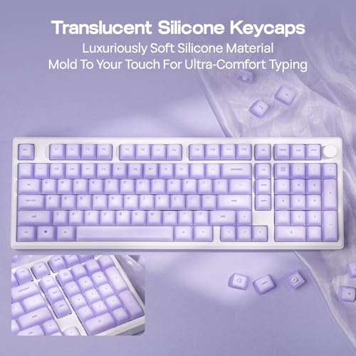 Image of EPOMAKER AegisSil Keycap Set, Silicone Material, Cherry Profile, 113 Keys, 65% /75% /96% /Full Size, Custom Keyboard Keycaps Set for Cherry MX, Kailh, Outemu, Gateron Mechanical Gaming Keyboard (Purple)
