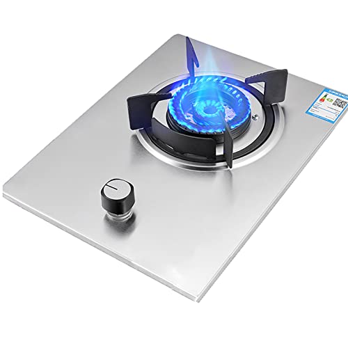 Placa de Gas, Encimera de Gas, Quemador de Cocina de Gas de 33 cm con protección contra Llamas y botón de Bloqueo para niños. Soporte para sartén de Hierro Fundido.