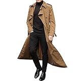 XIAXOGOOL Trench Coat for Men Full Length Double Breasted Casual Lapel Windbreaker Jacket Belted Sli