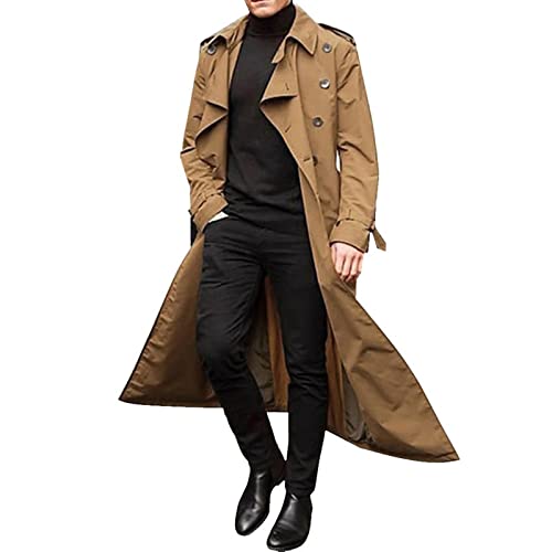 Ymosrh Mens Coats and Jackets Long-Slevee Luxury Full Length Trench Coat Long Wool Overcoat Winter Jackets for Men