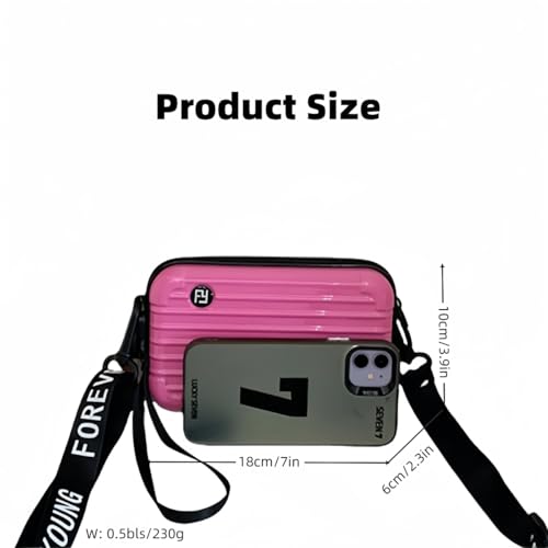 Mini Luggage Crossbody Bag - Stylish and Durable Hard Shell Travel Purse with Adjustable Forever Young Strap for Women - Purple2