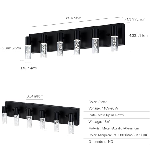 votag 6-Light LED Vanity Light Fixture,Black,Modern Bathroom Lighting by votag - Used condition - Image 4