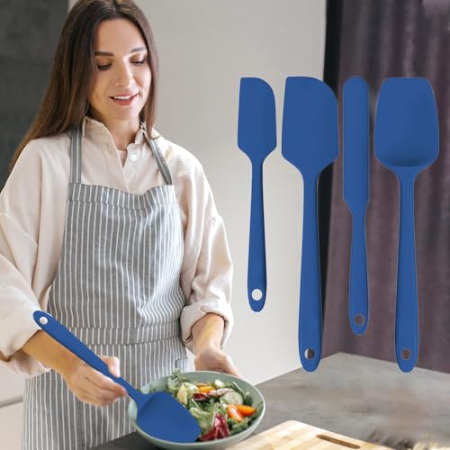Silicone Spatula Set, 4 Piece Food Grade Rubber Spatulas for Baking, Cooking, and Mixing High Heat Resistant Non Stick Dishwasher Safe BPA-Free