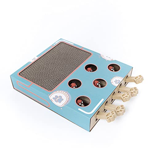 POTRUWE Juguetes de enriquecimiento para gatos, juego interactivo de golpear un topo, juegos de almohadilla para rascar para gatos, tablero de rascar interactivo, rascador de gatos para moler garra (5