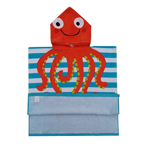 100-Cotton-Kids-Hooded-Poncho-BathBeachPool-Towel-Octopus 41JrHiu6riL