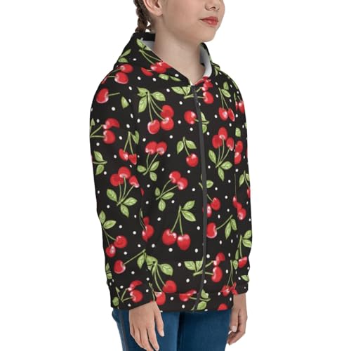Sweet Red Cherry Kid Hoodies Boys Zip Up Sweatshirts Girls Pullover with Pocket4