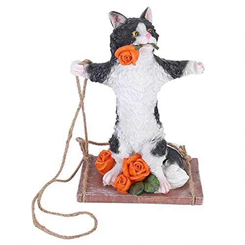 Garden Yard Statue, Cute Resin Animal Statue, Tree Hanging Decor, voor Park Garden Yard(Black cat on swing) - Image 4