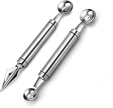 WADY 2pcs Melon Baller Scoop Stainless Steel Fruit Cutter Shapes Multifunctional Melon Scoop Carving Tool for DIY Fruit Salads Ice Cream Ball Scoops