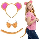 Xcgbxzd Monkey Costume Set Cute Monkey Ears Headband Bowtie and Tail Animal Costume Kit for Halloween Party Dress Up Brown