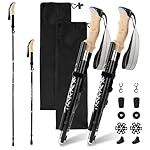 Bastones de Senderismo Bastones de Senderismo de A...: Material de aleación de aluminio: La aleación de aluminio de alta calidad puede soportar más presión e impacto que la fibra de carbono. Robusto, duradero, resistente y no es fácil de romper, viene con una bolsa de almacenamiento y cuatro accesorios, ...