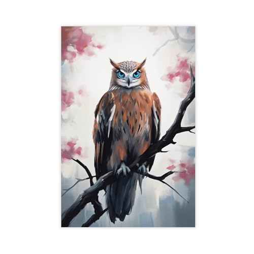 Mnyuein Poster mit Eulen-Motiv, 9 St&uuml;ck, Leinwand, Schlafzimmer-Dekor, Sportlandschaft, B&uuml;ro, Zimmer, Dekoration, Geschenk, ungerahmt, 30,5 cm L x 45,7 cm B