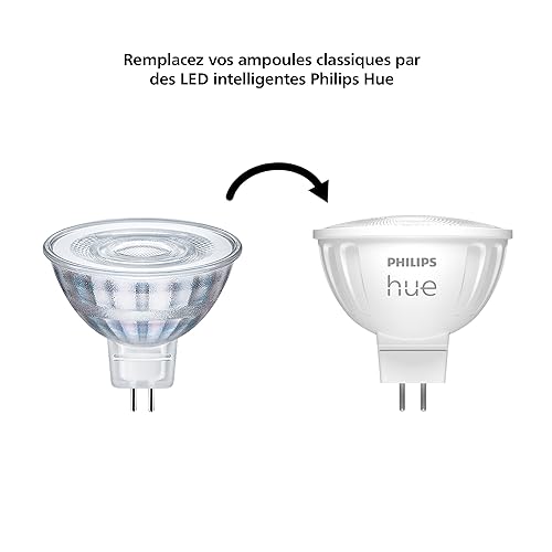 Philips Hue White and Color Ambiance, ampoule connectée MR16, compatible Bluetooth, fonctionne avec Alexa, Google Assistant et Apple Homekit