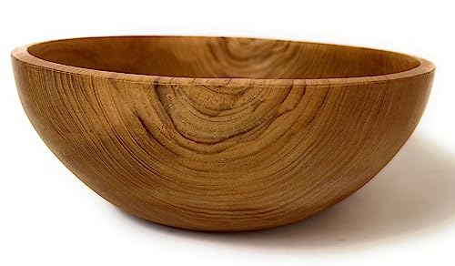 NELUHA Teakholz Schale Holzschale rund Durchmesser 24 cm Höhe 9 c...