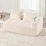 Compartiments latéraux et porte-gobelets pratiques : les grands compartiments latéraux intégrés offrent suffisamment d'espace pour les télécommandes de télévision, les livres, les magazines ou les téléphones portables - tout est à portée de main. Les porte-gobelets inclus empêchent le basculement accidentel des boissons, idéal pour les soirées cinéma ou les moments de détente sans avoir besoin de tables supplémentaires.