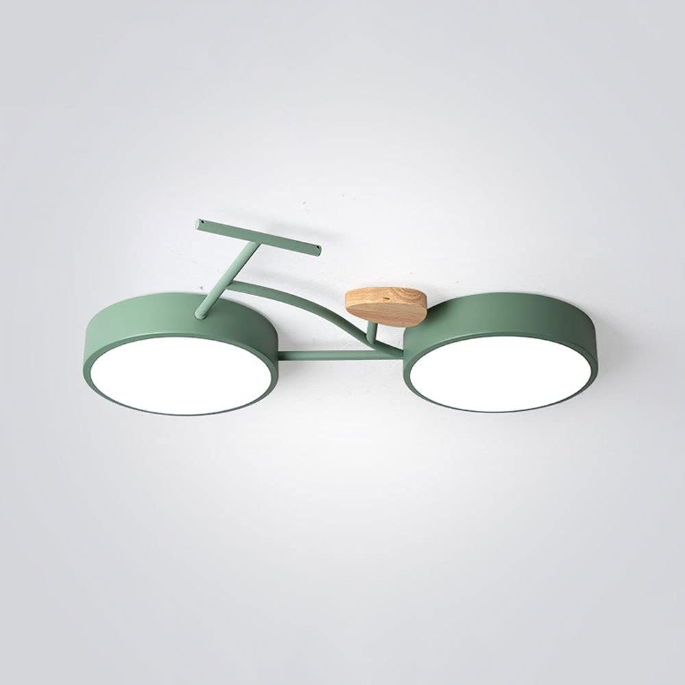 Simple Cartoon Bicycle Styling Dimmable LED Macaron Ceiling Lamp for Kids Bedroom(White)