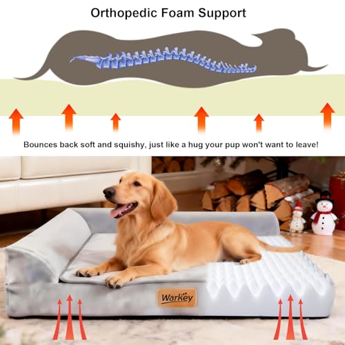 Dog Bed Large Sized Dogs, Orthopedic Dog Sofa Pet Bed, Waterproof Memory Foam Dog Bed, Large Dog Couch Bed with Washable Removable Cover, Grey - 35x27.95x6.3in — view 2