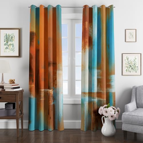 Image of Asuexpect Rust Curtains 2 Panels Abstract Curtain Room Darkening Grommet Window Drapes Modern Decorative Window Treatments for Bedroom Living Room, 42x72 Inches