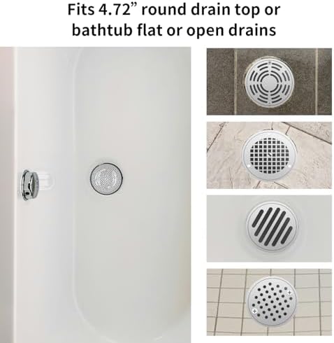 Ohtomber Shower Drain Hair Catcher - 2PCS 4.72” Shower Stall Sink Drain Cover Strainer, Stainless Steel Bathtub Hair Filter Trap Stopper, Bathroom Floor Screen Protector with Silicone Rim