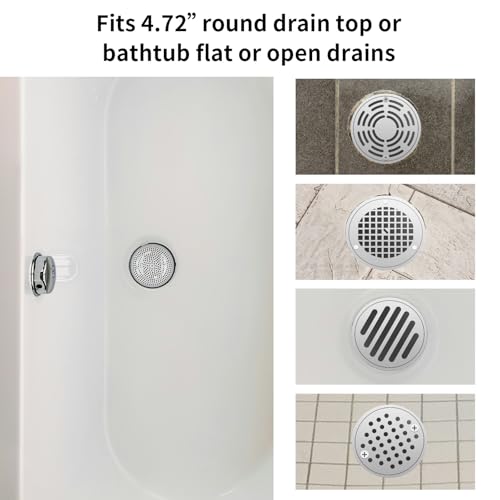 Ohtomber Shower Drain Hair Catcher - 2PCS 4.72” Shower Stall Sink Drain Cover Strainer, Stainless Steel Bathtub Hair Filter Trap Stopper, Bathroom Floor Screen Protector with Silicone Rim
