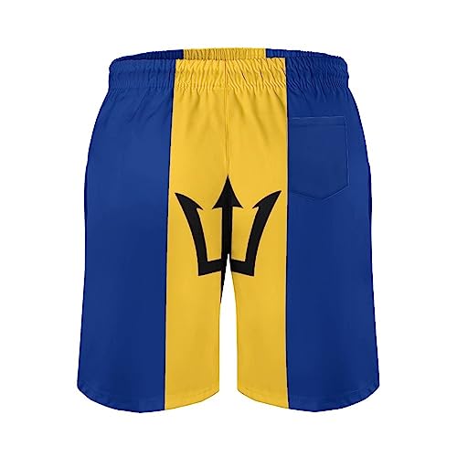 Flag of Barbados Mens Swim Trunks Quick Dry Beach Shorts Casual Sports Board Shorts Swimwear with Pocket3