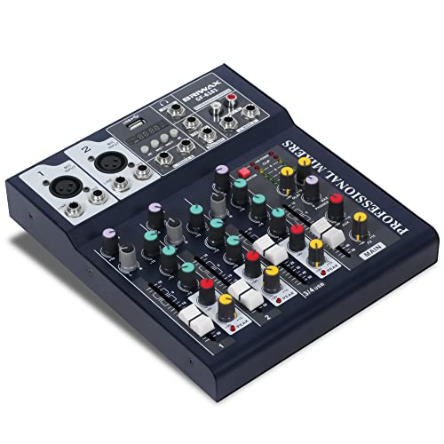Mesa de Som 4 Canais Profissional Phantom Power 48v DJ Bluetooth RCA XLR Mp3 Usb Delay e Reverb Bivo