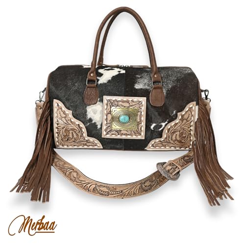 Western Fringe Shoulder Bag for Women | Faux Leather Purse with Tooled Strap, Concho Accent & Embossed Floral Design | Large Stylish Handbag with Detachable Crossbody Strap2