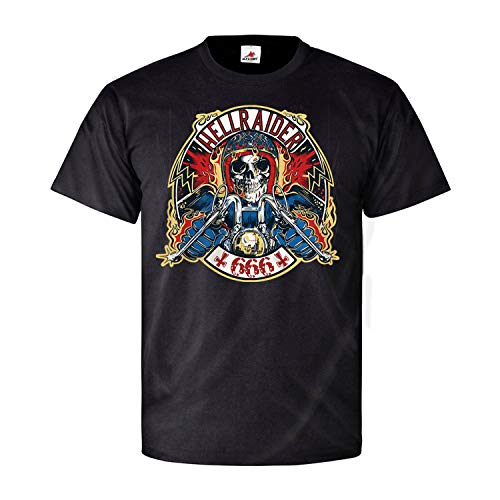 T-shirt Hellraider 666 #30896 Biker Skulls Teufel Hölle Motocycle Noir L