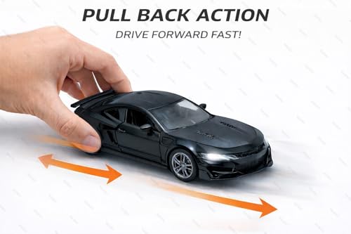 Image of 1:36 Scale Chevrolet Camaro Toy Car - Die-Cast Metal Pull Back Vehicle with Openable Doors, Lights & Music - Sports Model for Kids, Boys & Collectors (Black)