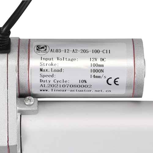 EYPINS Linearantrieb Linearmotor 12V, 1000N 100mm Hub max Linearantrieb, Toröffner Verstellantrieb Linear Actuator Motor Lineartechnik-Aktuatoren für Elektrisch Motor Auto Möbel Lifting Sofa (14mm/s)