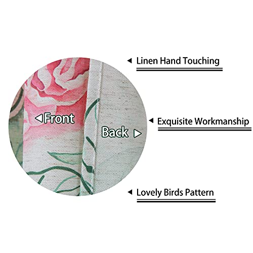 Caromio Cafe Curtains For Windows Linen Blend, Bird Flower Prined Short Kitchen Tier Curtains Window Treatment, Small Curtain Panels For Living Room, Bedroom, Green, 26" W X 45" L, Set Of 2 #TOP5